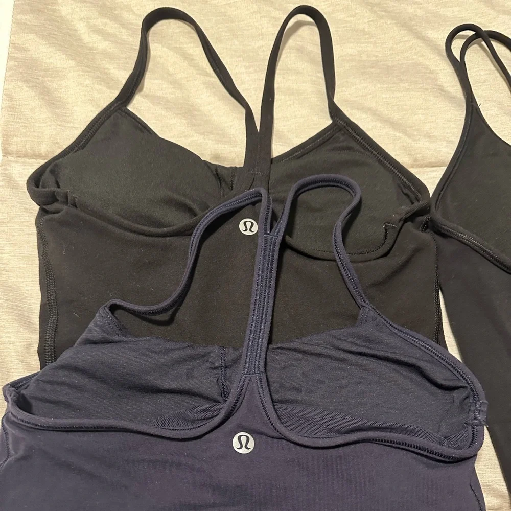 lululemon athletica 2 Black and 1 Navy Tank Tops sz 2 in Power Pose and Power Y - Picture 5 of 6